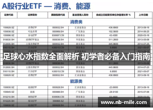 足球心水指数全面解析 初学者必备入门指南